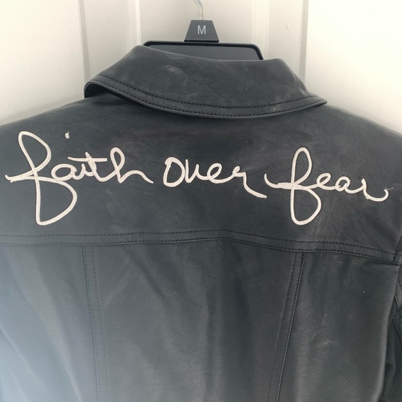 Embroidered Faux Leather Moto Jacket - Picture 4 of 4